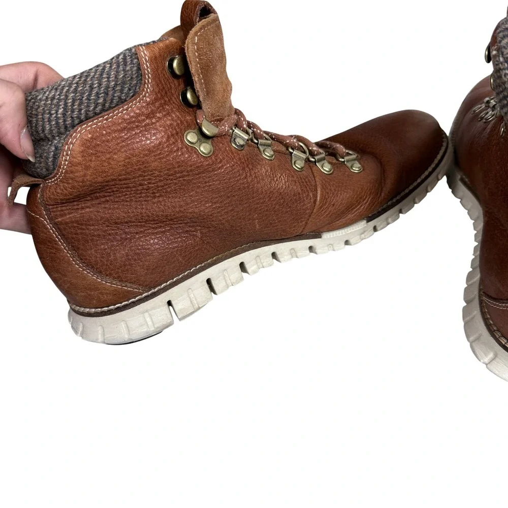 Cole Haan Zerogrand Hiker Boots Mens 8.5 Brown Leather Tweed C27840
